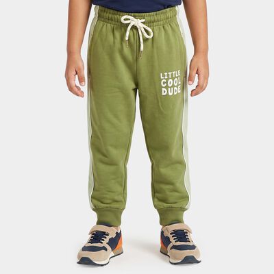 Boys Olive Green Jogger Slogan Print Pyjama