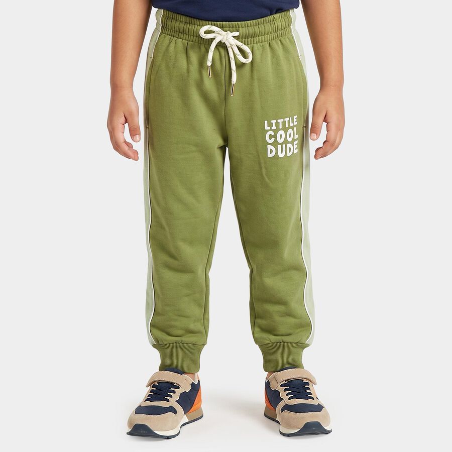 Boys Olive Green Jogger Slogan Print Pyjama, ओलिव, large