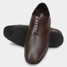 Men's Dark Brown Lace-Up Formal Shoes, भूरा, small