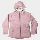 Girls' Purple Hooded Puffer Jacket, Purple, small