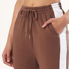 Women's Warm Mocha Brown Side-Striped Relaxed Fit Track Pants, Brown, small image number null