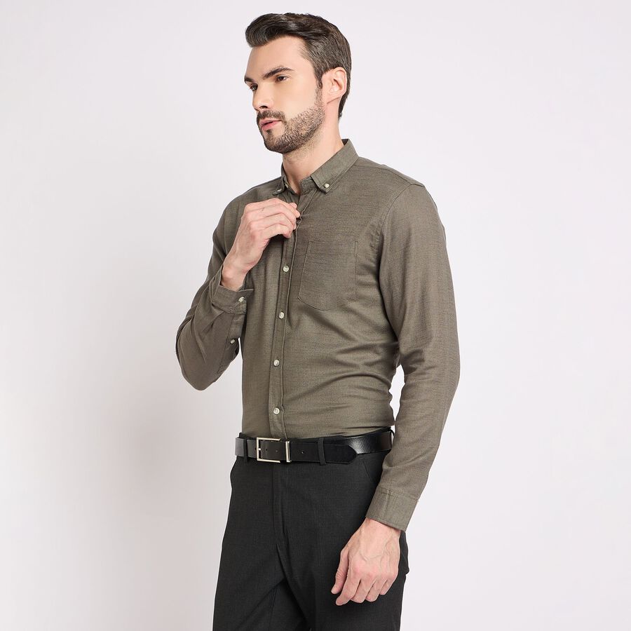 Men's 100% Cotton Casual Shirt, Olive, large image number null