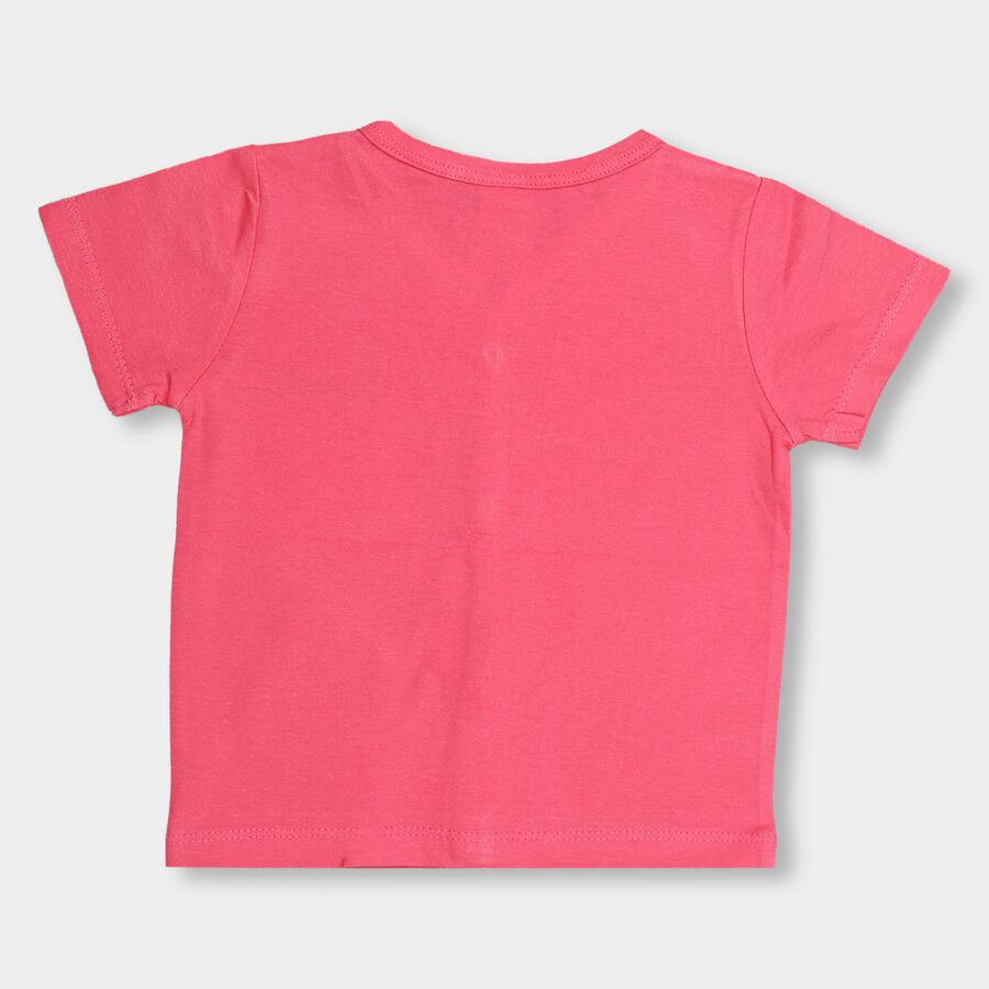 Kids Bright Pink Cotton V-Neck Front Open T-Shirt, Pink, large image number null