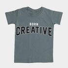 Boys Muted Olive Green Cotton Crew Neck Casual T-Shirt, Olive, small image number null