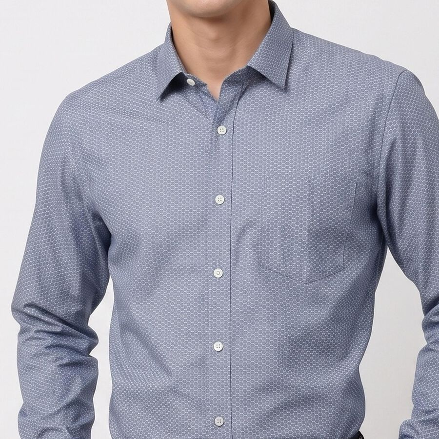 Men's Blue Regular Collar Regular Fit Formal Shirt, Mid Blue, large