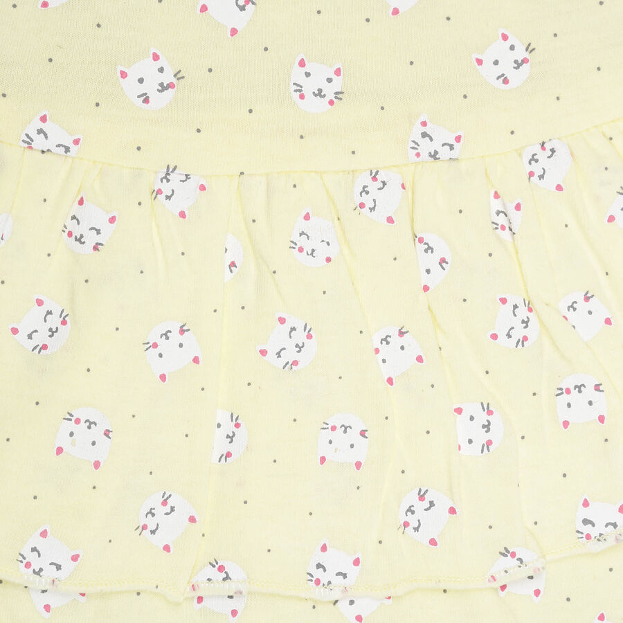 Infants Cotton Printed Frock, Yellow, large image number null