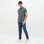 Men's Dark Sage Green Polo Neck Textured T-Shirt, गहरा ग्रे, small image number null