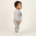 Infants' Light Grey Round Neck Elephant Printed Baba Suit, Light Grey, small image number null
