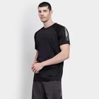 Men's Jet Black Round Neck Half Sleeves T-Shirt, Black, small