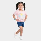 Girls Pink Cotton Round Neck Regular T-Shirt, Light Pink, small