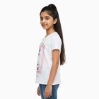 Girls Bright Snow White Cotton Round Neck Casual T-Shirt, सफ़ेद, small image number null