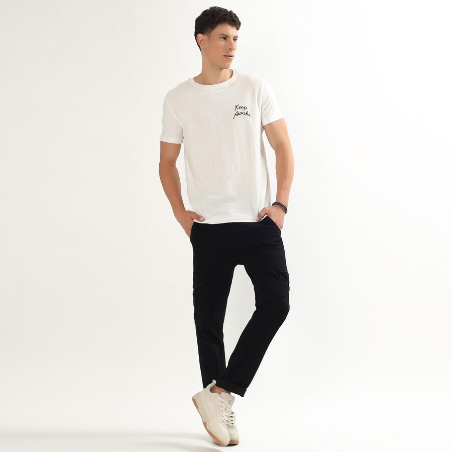 Men's Off White Round Neck Casual T-Shirt, ऑफ व्हाइट, large image number null
