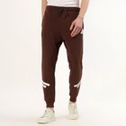 Men's Deep Mocha Brown Tapered Fit Printed Track Pants, Brown, small