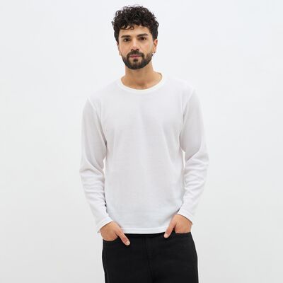 Men's Snow White Crew Neck Casual T-Shirt