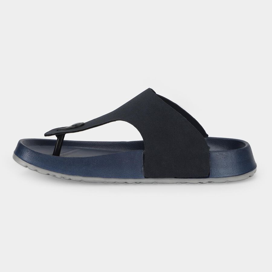 Men's Navy Blue Buckle Strap Thong Sandals, Navy Blue, large