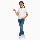 Girls' Off White Round Neck Floral Printed T-Shirt, ऑफ व्हाइट, small image number null