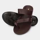 Men's Dark Chocolate Brown Slip-On Casual Sandals, Brown, small