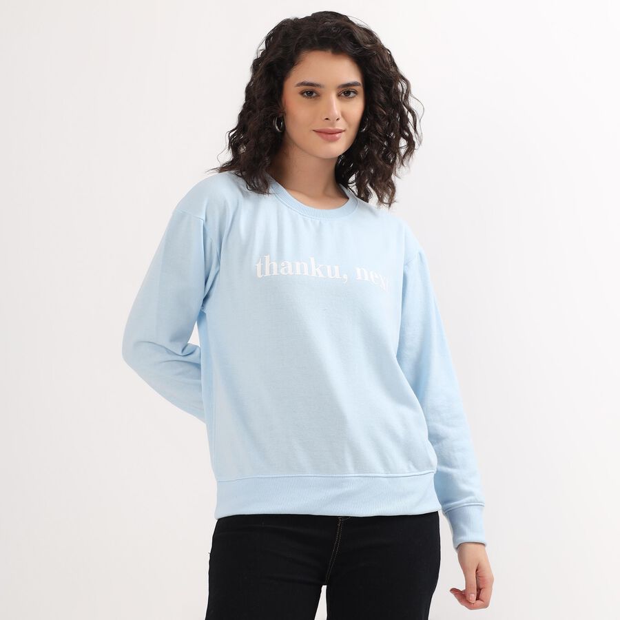 Women's Light Blue Crew Neck Casual Sweatshirt, हल्का नीला, large image number null