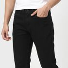 Men's Black Slim Fit Solid Jeans, काला, small
