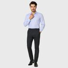 Men's Navy Blue Slim Fit Checked Casual Trousers, नेवी ब्लू, small