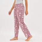 Women's Dusty Mauve Printed Full-Length Pyjama, Lilac, small image number null