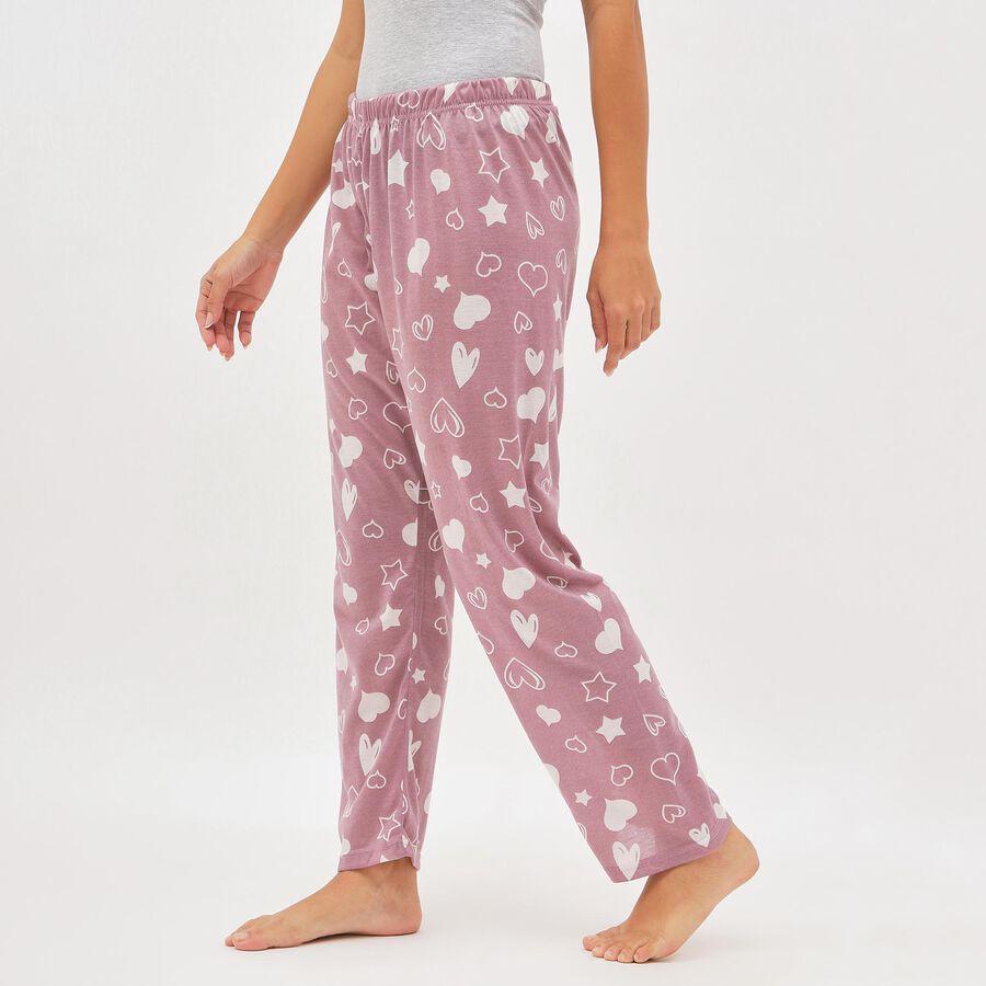 Women's Dusty Mauve Printed Full-Length Pyjama, Lilac, large image number null