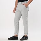 Men's Slim Fit Casual Trousers, हल्का ग्रे, small image number null