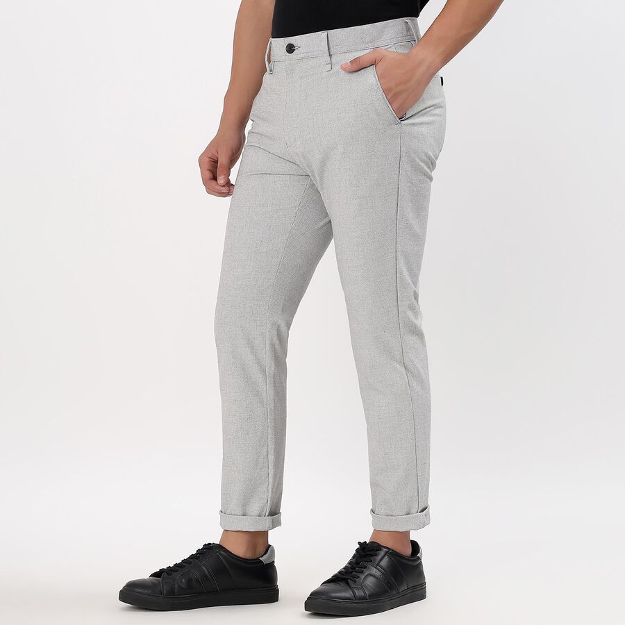 Men's Slim Fit Casual Trousers, हल्का ग्रे, large image number null