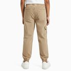 Boys' Khaki Regular Fit Cotton Jeans, Khaki, small