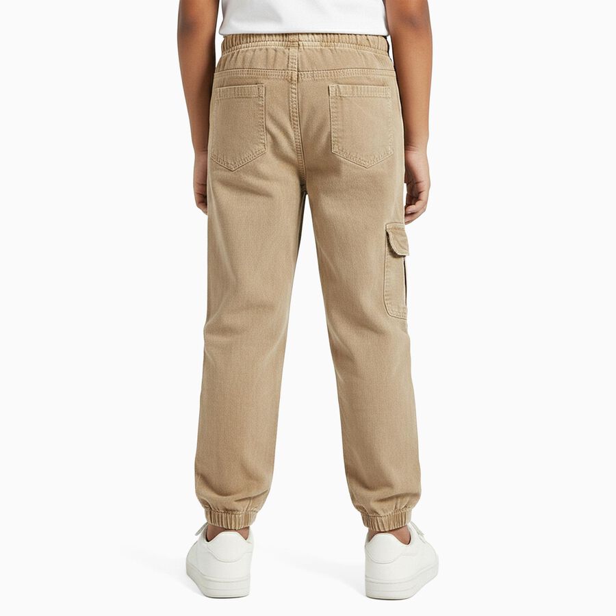 Boys' Khaki Regular Fit Cotton Jeans, Khaki, large