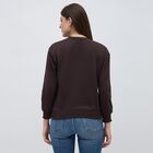 Women's Dark Chocolate Brown Crew Neck Casual Sweatshirt, भूरा, small image number null