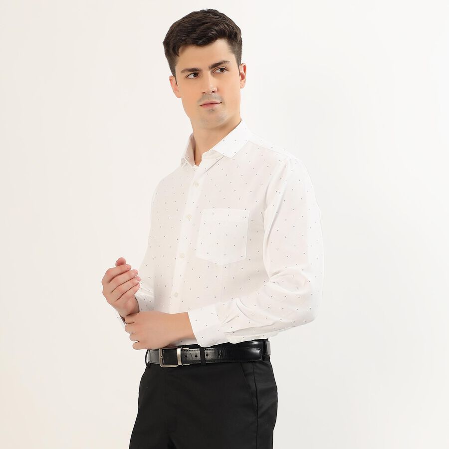 Men's White Dotted Spread Collar Formal Shirt, सफ़ेद, large image number null