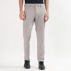 Men's Light Grey Slim Fit Flat-Front Casual Trousers, सिल्वर, small