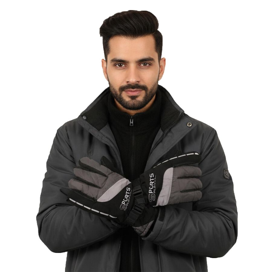 Men's Gloves, गहरा ग्रे, large