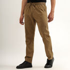 Men's 100% Cotton Jogger Track Pants, Khaki, small