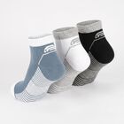 Men's Regular Fit Striped Pack of 3 Socks ( Black, White, Blue ), Mid Blue, small