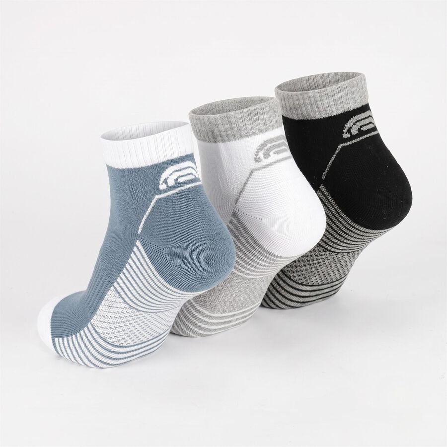 Men's Regular Fit Striped Pack of 3 Socks ( Black, White, Blue ), Mid Blue, large