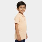 Boys' Soft Peach Cotton Polo Collar Classic T-Shirt, पीच, small