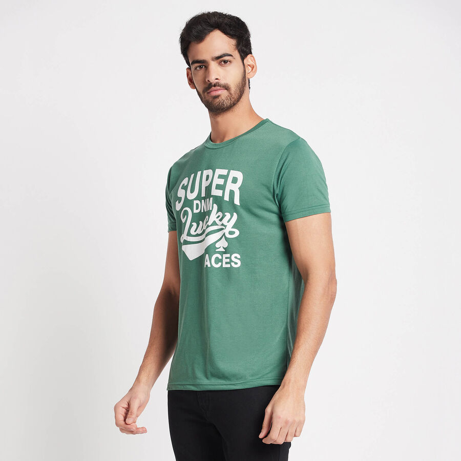 Round Neck T-Shirt, Dark Green, large image number null