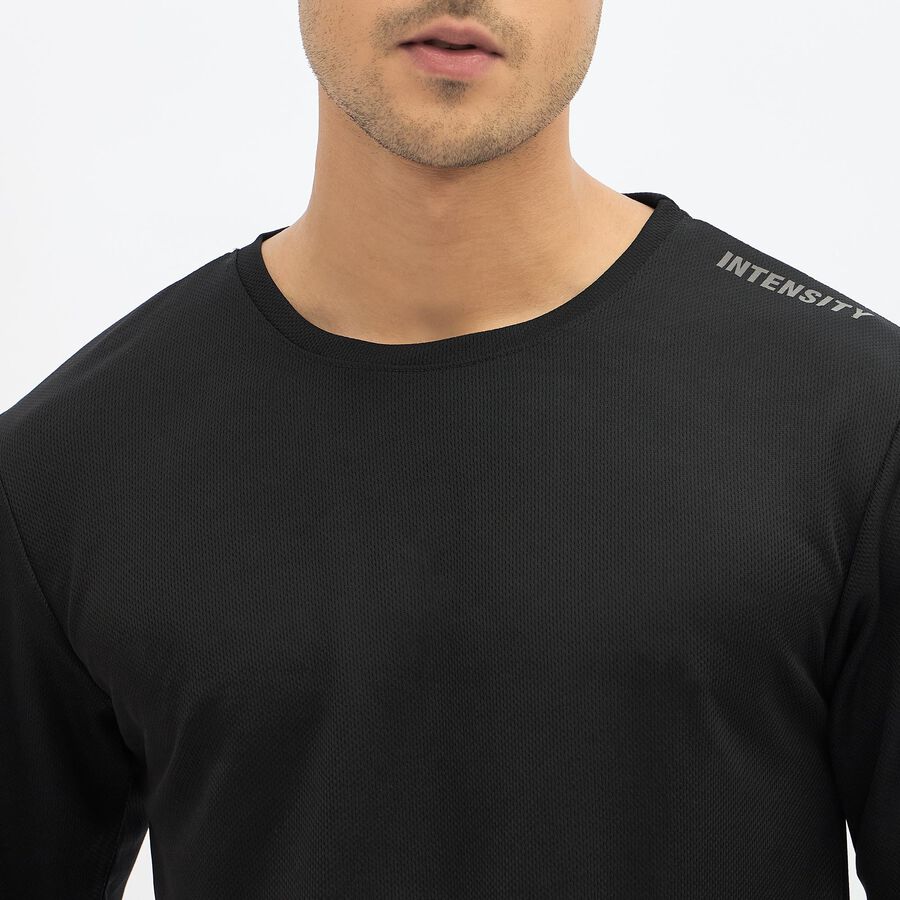 Men's Jet Black Crew Neck Athleisure T-Shirt, Black, large image number null