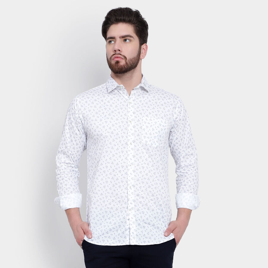 Printed Casual Shirt, White, large image number null