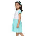 Girls' Aqua Blue and White Unicorn Printed Flared Frock, Aqua, small image number null