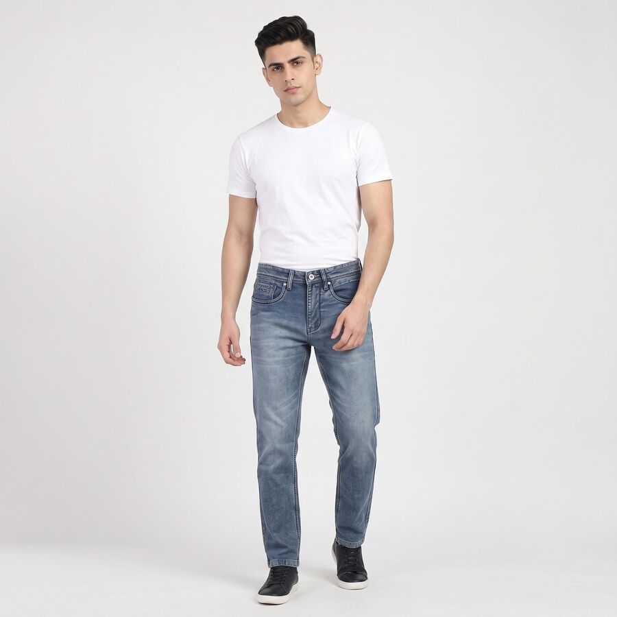 Men's Light Blue Slim Fit Washed Jeans, हल्का नीला, large