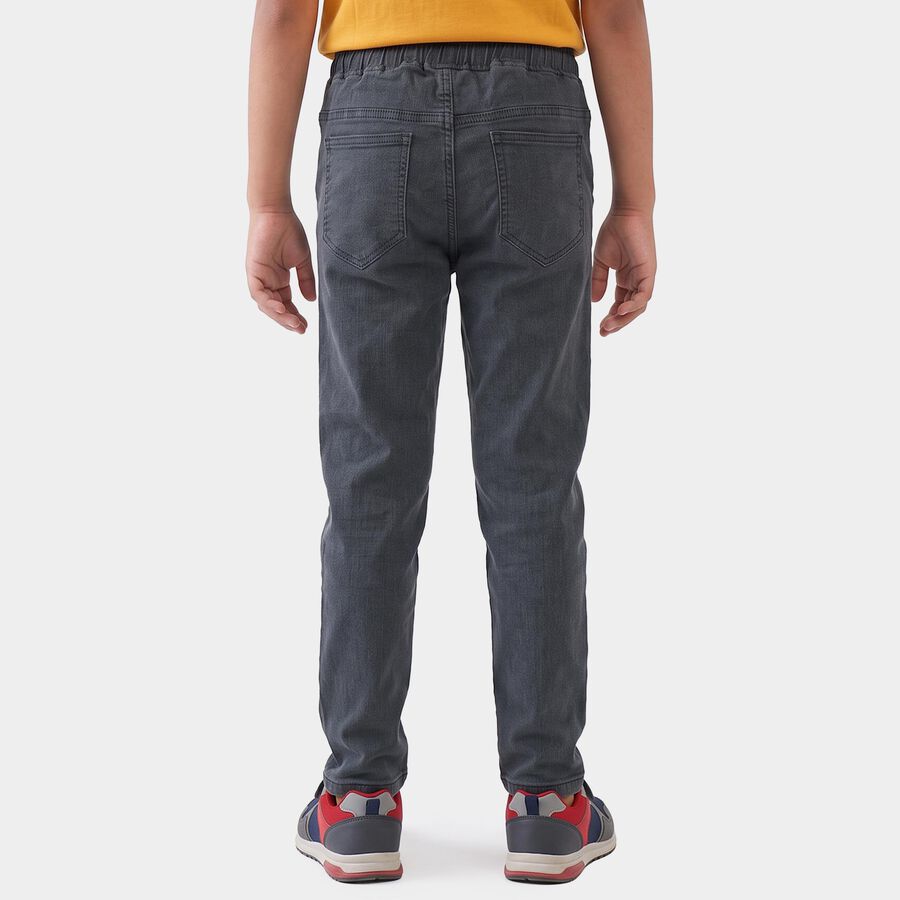 Boys' Dark Grey Drawstring Jeans, गहरा ग्रे, large