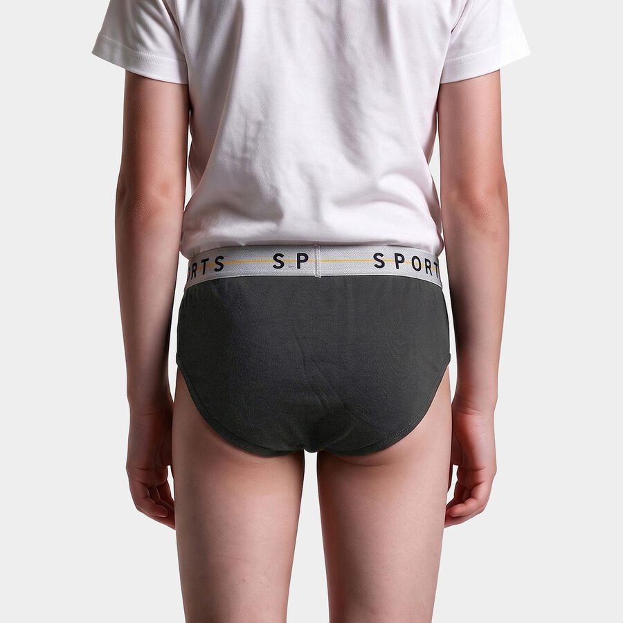 Boys Black Regular Fit Solid Briefs, Black, large