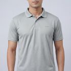 Men's Grey Crew Neck Athleisure T-Shirt, हल्का ग्रे, small