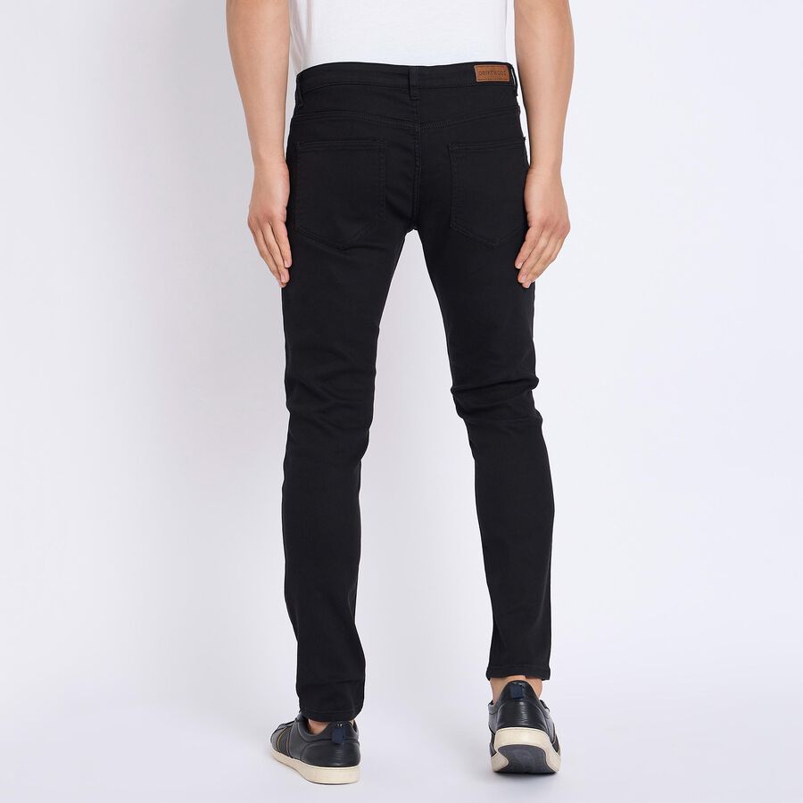 Men's Slim Fit Casual Trousers , काला, large image number null