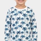 Boys White 100% Cotton Round Neck Palm Print Baba Suit, White, small