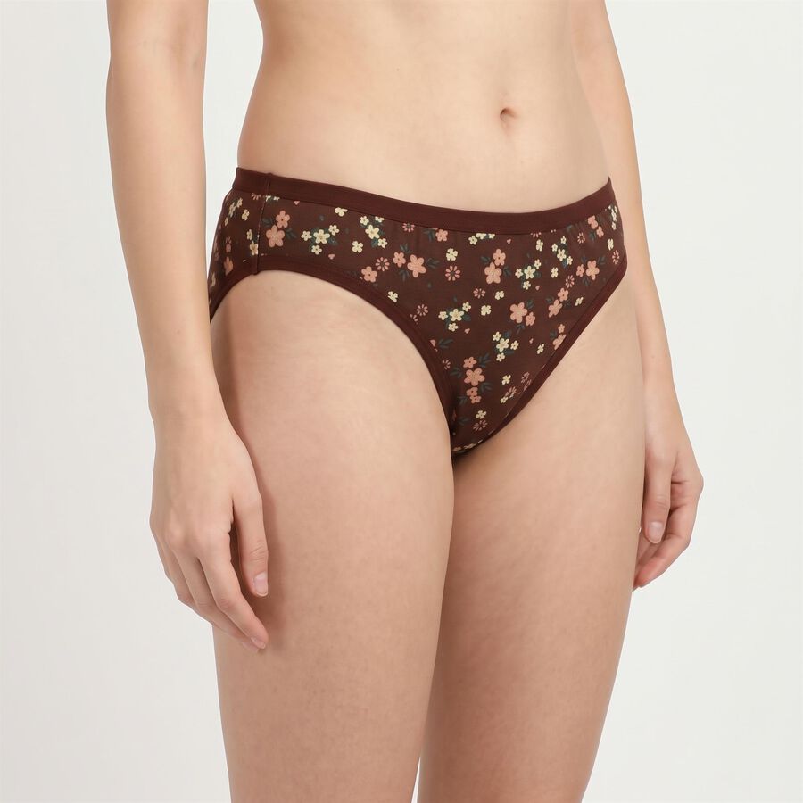 Women's Brown Regular Fit Floral Panty, Brown, large