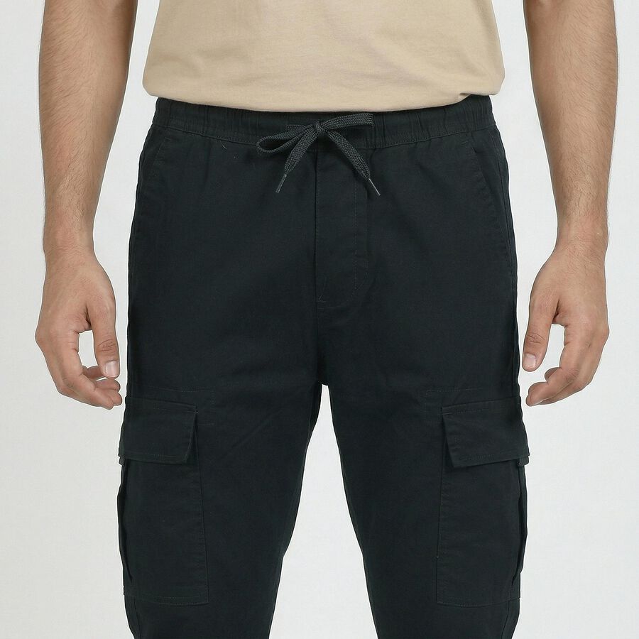 Men's Dark Green Slim Fit Casual Trousers, Dark Green, large